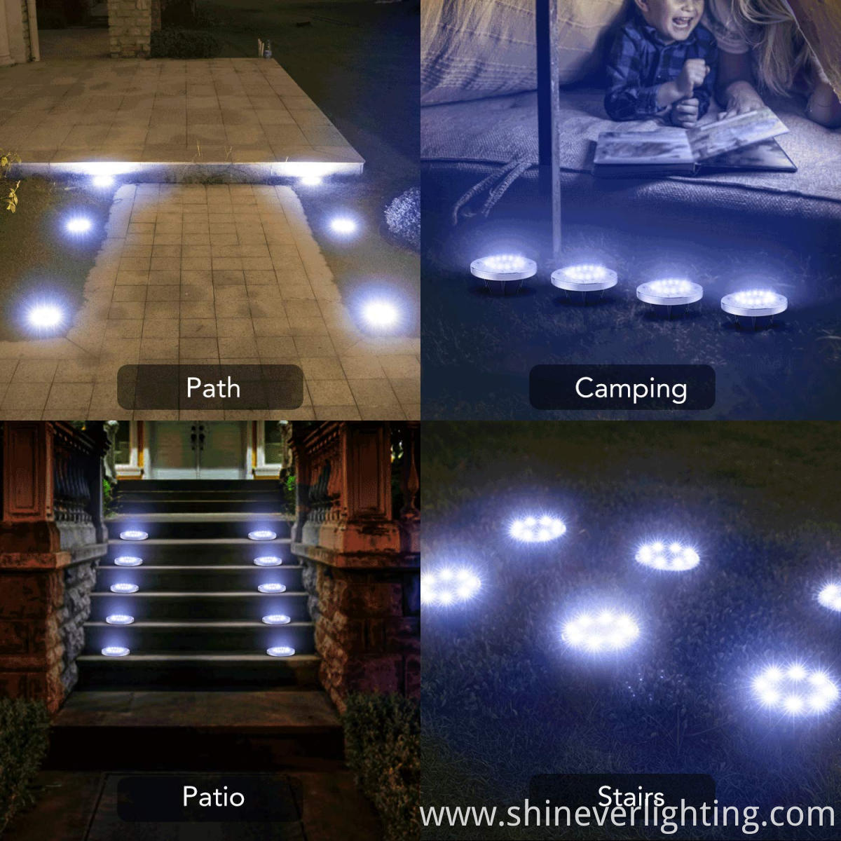 Solar LED garden ground lights for night-time illumination